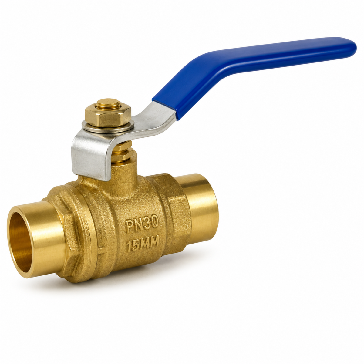 Durable brass ball valve featuring a blue lever handle for chilled water and utility piping systems in Qatar.