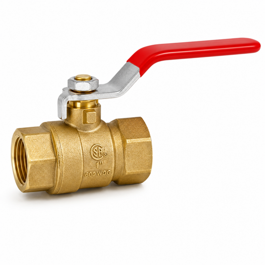Durable brass ball valve with lever handle for industrial fluid flow control systems in Qatar.
