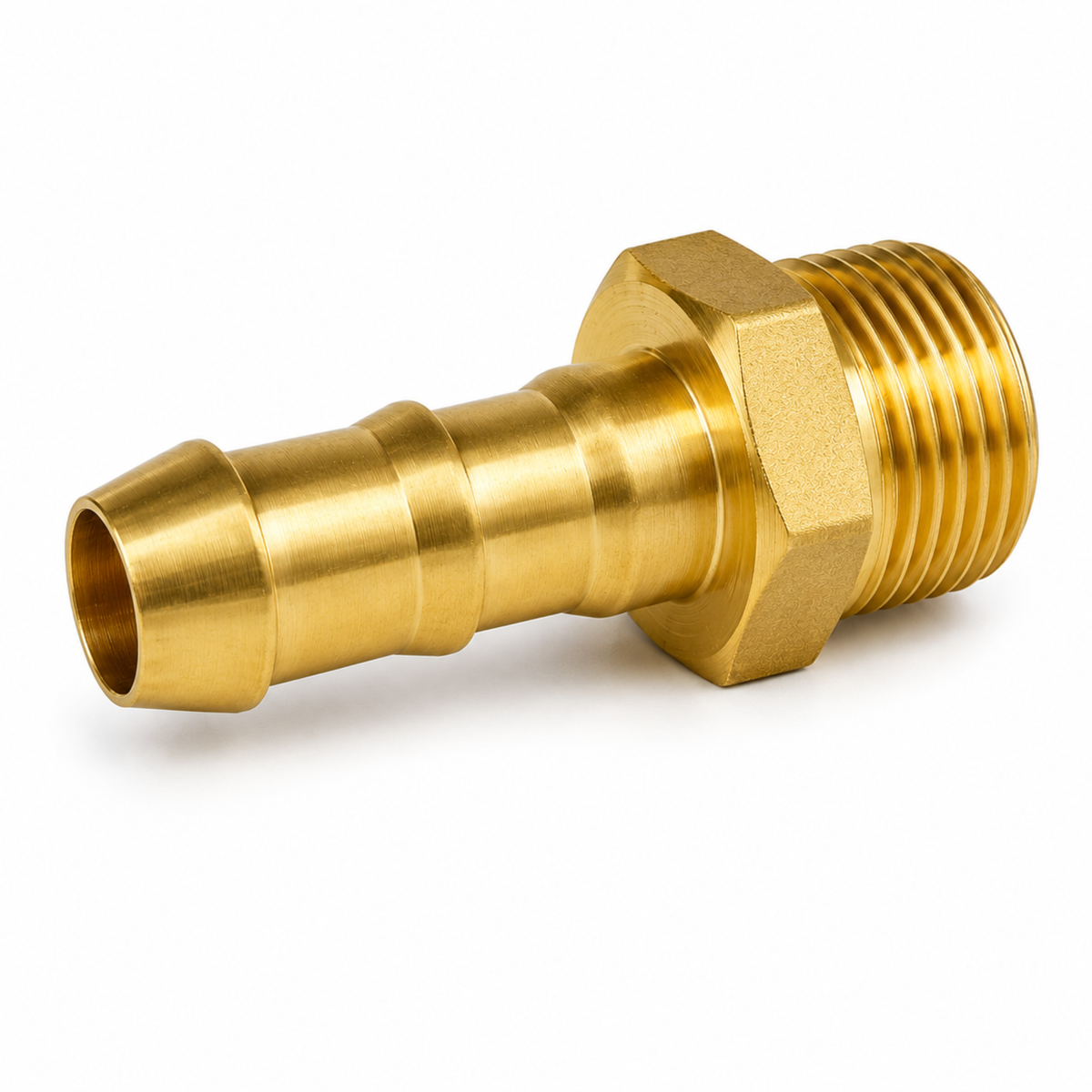 Durable threaded brass hose nipple barbed fitting for connecting flexible hoses to rigid pipelines in industrial systems in Qatar.