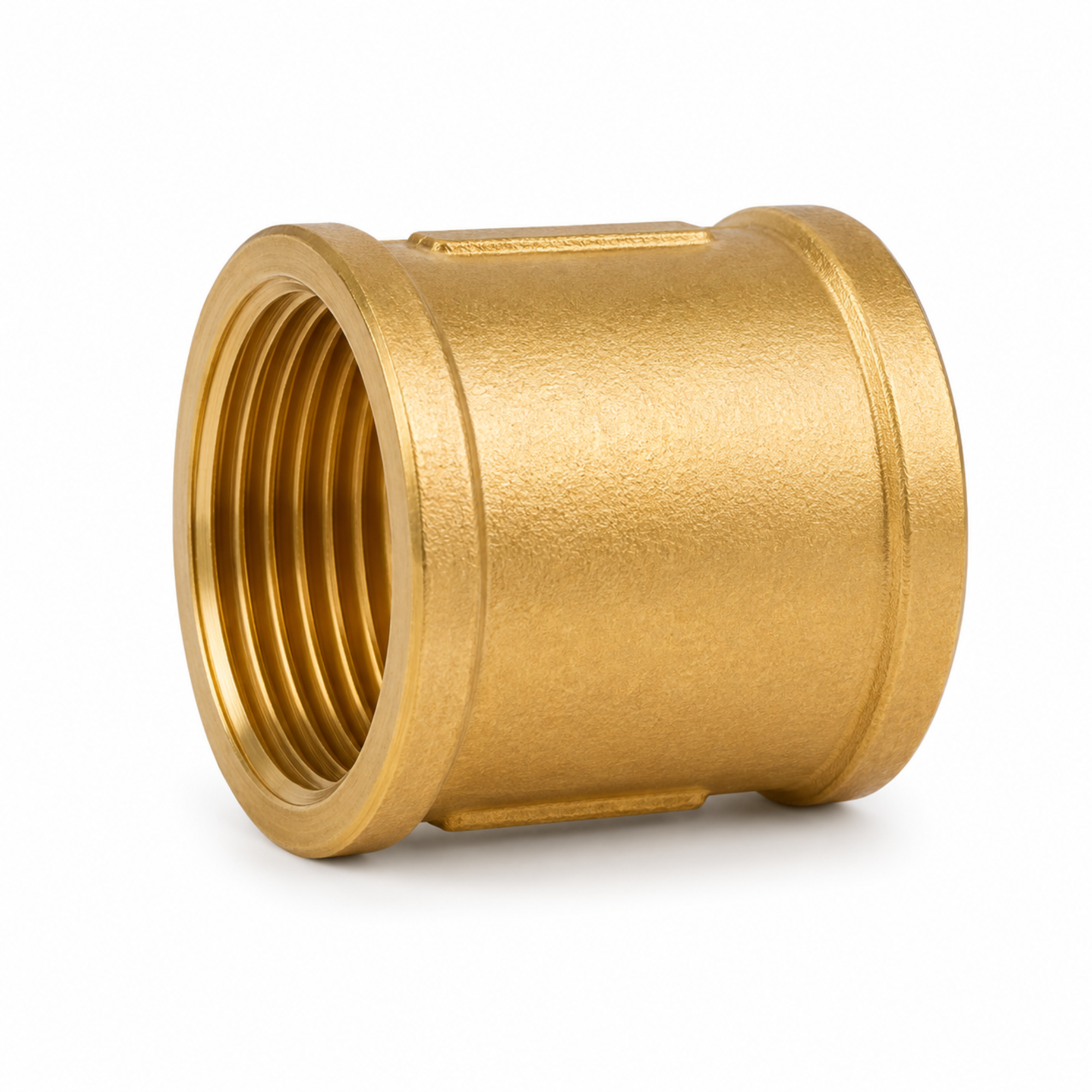 Durable threaded brass socket coupling for joining straight pipe runs in industrial plumbing systems in Qatar.