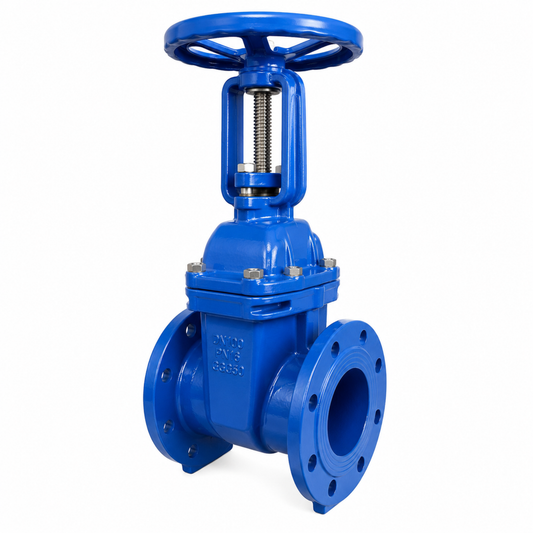 BS5163 Rising Stem (RS) resilient seat gate valve, PN16 rated, for precise industrial water flow control in Doha, supplied by Gulfflow.