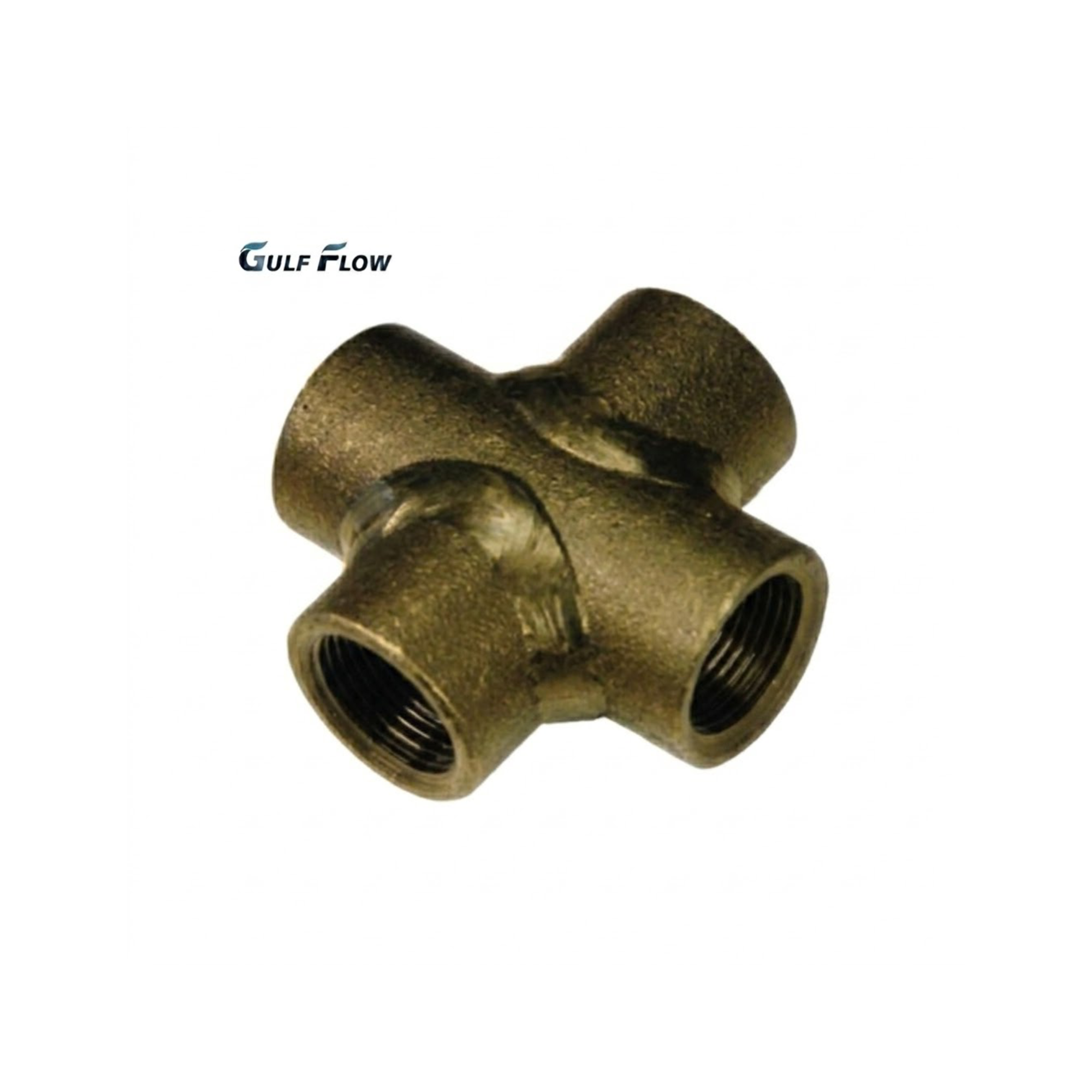 Gulf Flow black carbon steel 4-way cross equal pipe fitting with threaded connections for industrial manifold distribution in Qatar pipeline projects