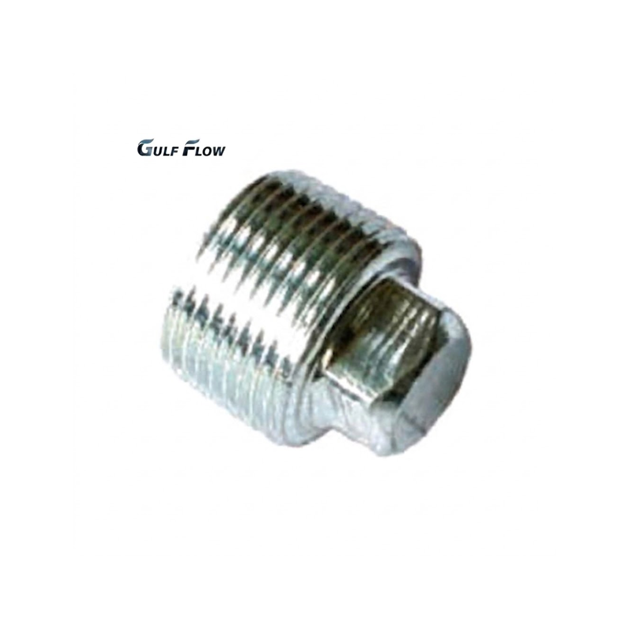 Gulf Flow galvanised iron threaded square head pipe plug fitting with male threads and hot-dip zinc coating on a clean white background