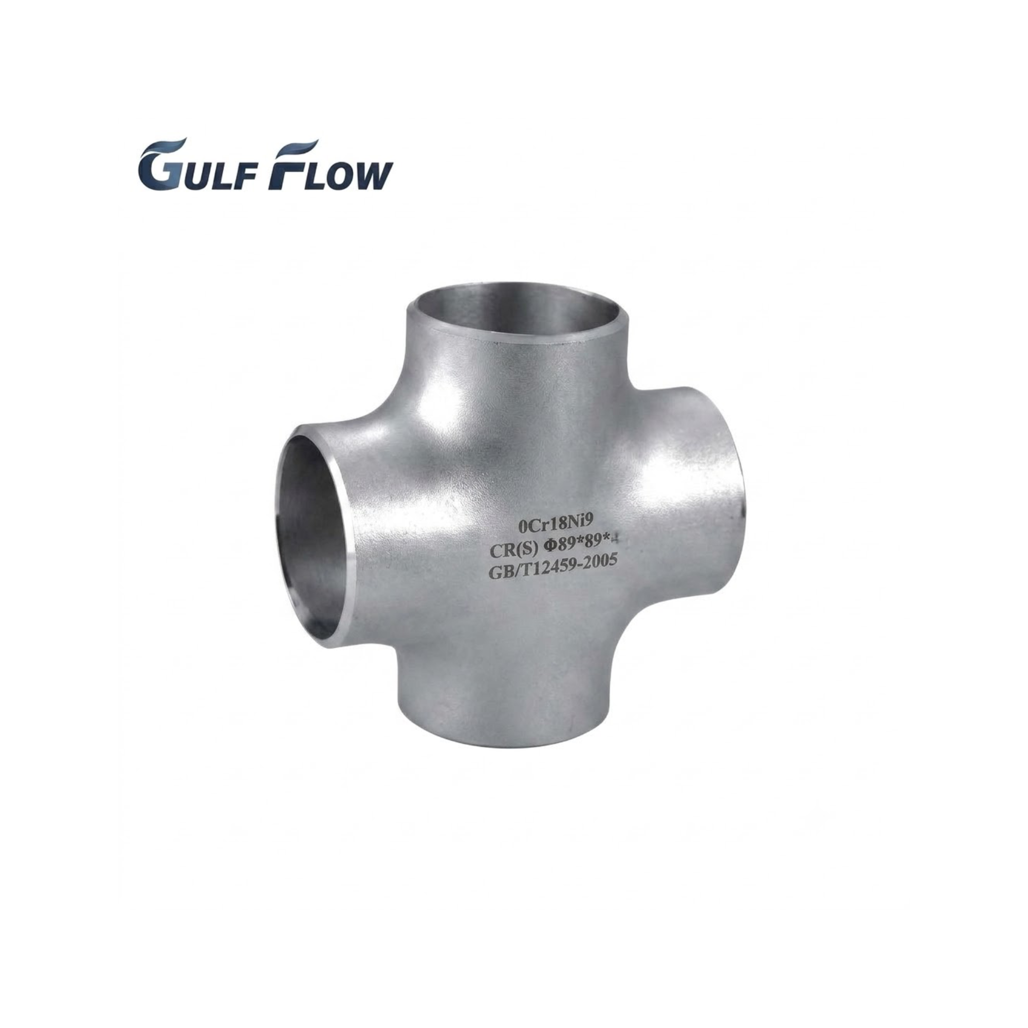 Stainless steel butt-weld cross fitting for industrial, oil and gas, fire protection, and pipeline systems in Qatar