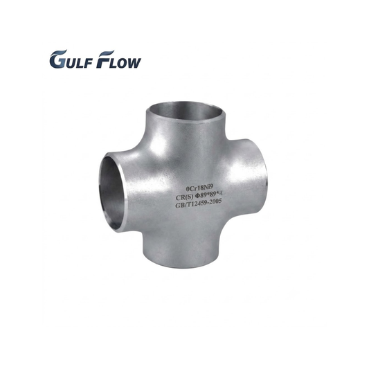 Stainless steel butt-weld cross fitting for industrial, oil and gas, fire protection, and pipeline systems in Qatar