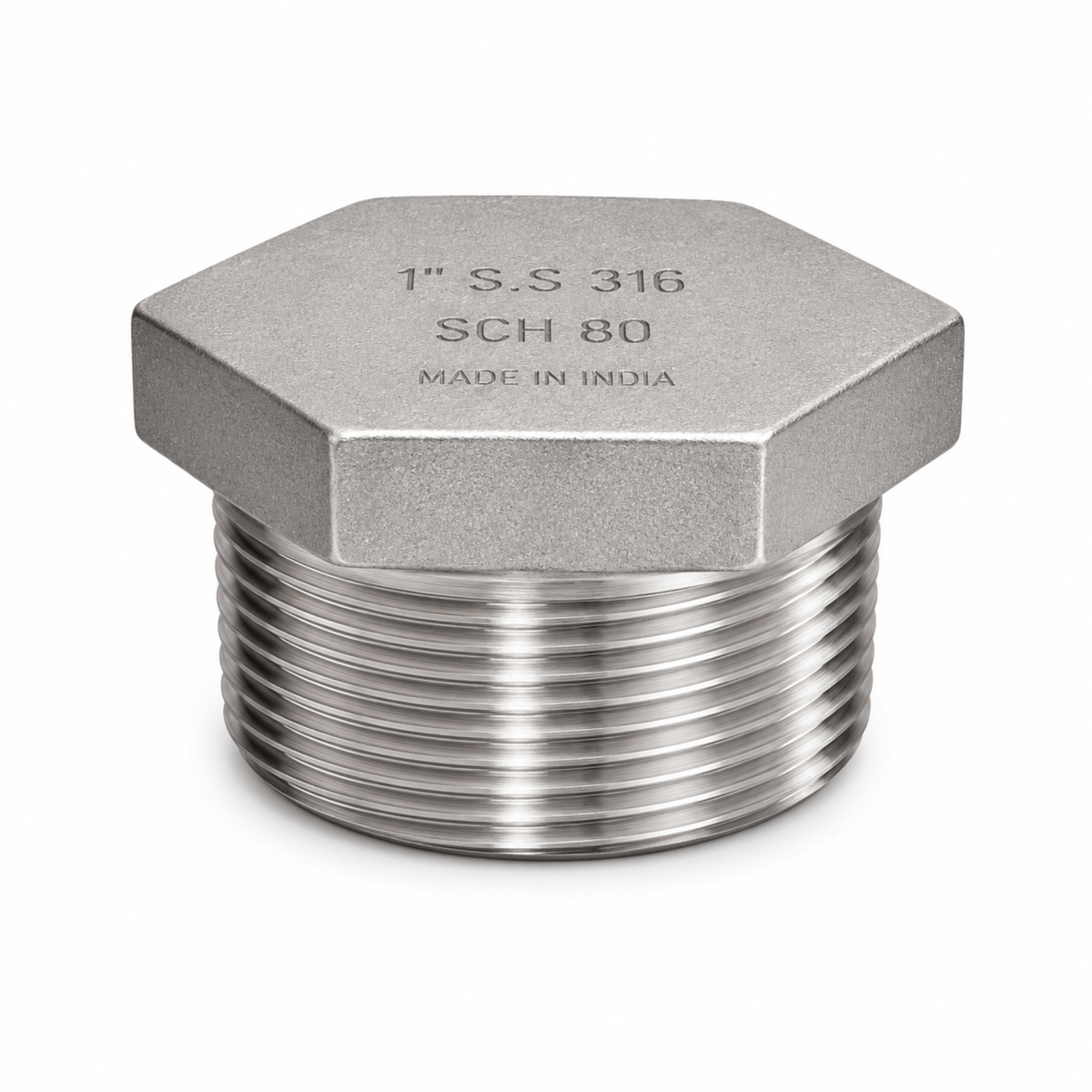 150LB carbon steel threaded hex plug pipe fitting with external hexagonal head for sealing female ports in Qatar.