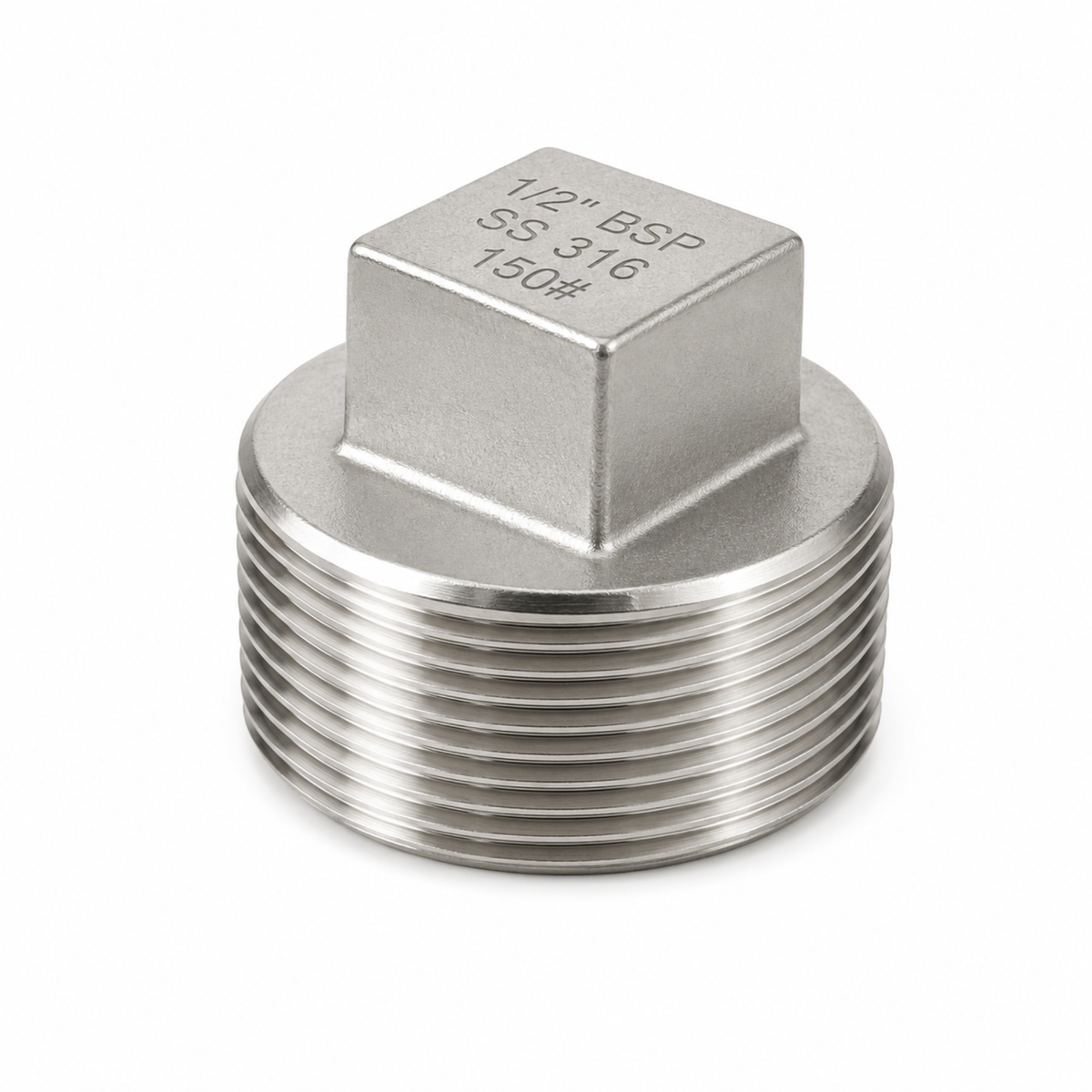 150LB carbon steel threaded square plug pipe fitting with external square head for sealing female ports in Qatar.