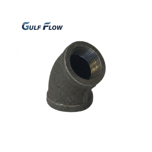 Black Iron 45 Degree Elbow Threaded Pipe Fitting for Industrial and Plumbing Applications in Qatar