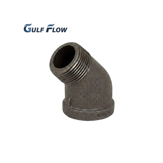 Black Iron 45 Degree Street Elbow Male x Female Threaded Pipe Fitting for Industrial and Plumbing Applications in Qatar