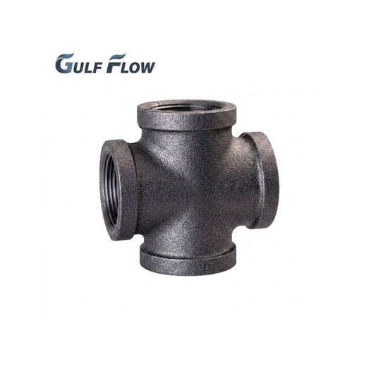 Black Iron Cross Four-Way Threaded Pipe Fitting for Industrial and Plumbing Applications in Qatar