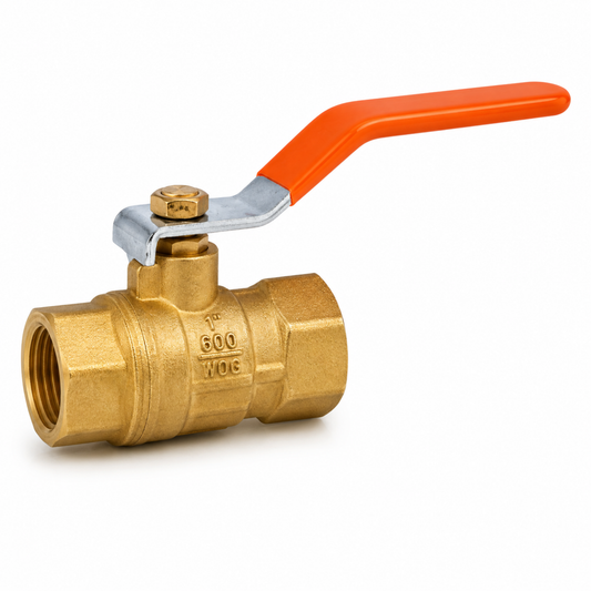 Durable brass ball valve with lever handle for industrial fluid flow control systems in Qatar.