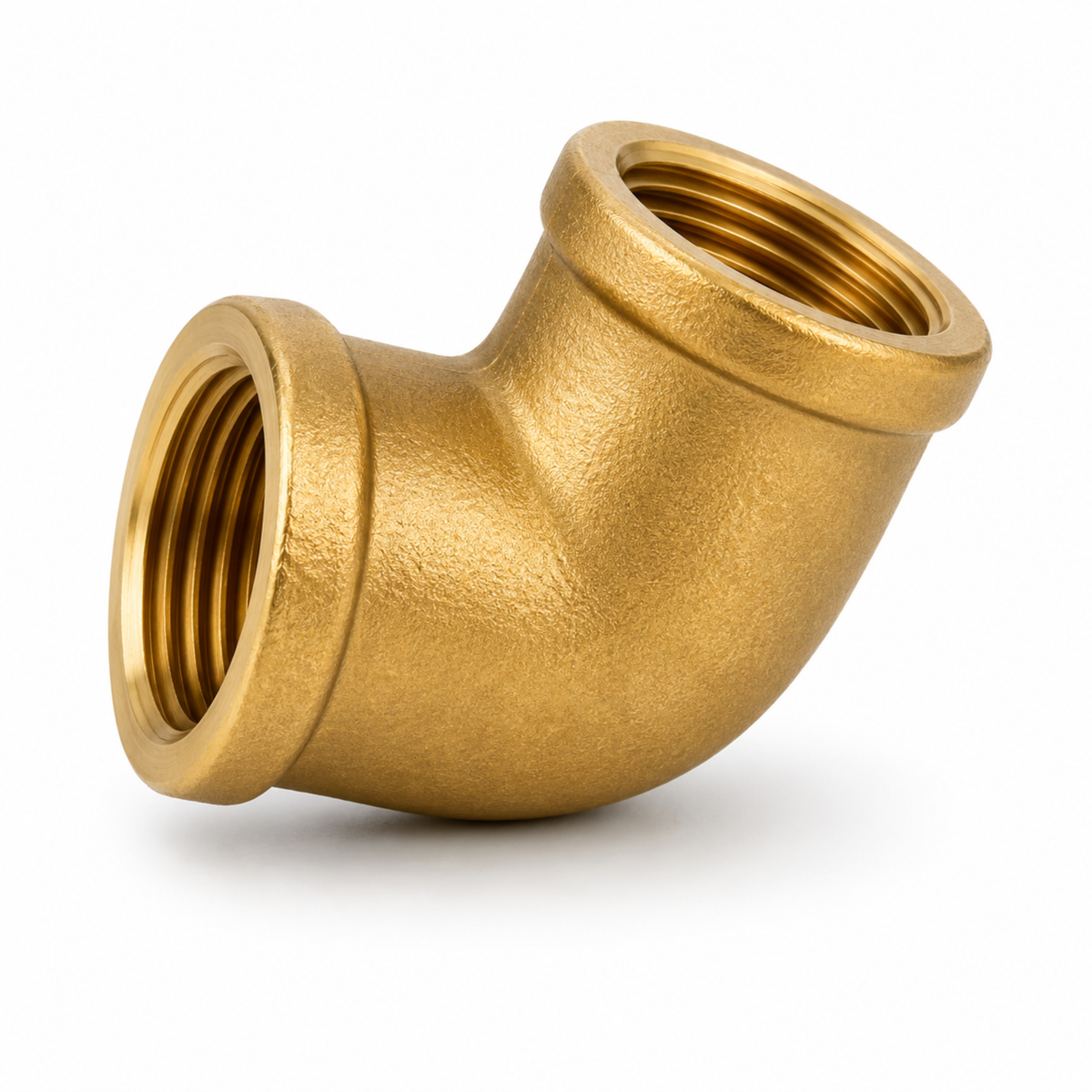 Durable threaded brass elbow pipe fitting for changing pipeline direction in industrial plumbing and HVAC systems in Qatar.