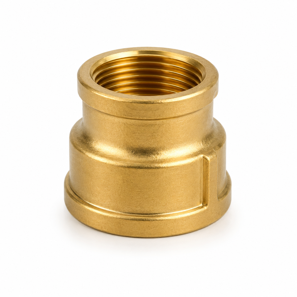 Durable threaded brass reducing socket pipe coupling for joining different pipe diameters in industrial systems in Qatar.