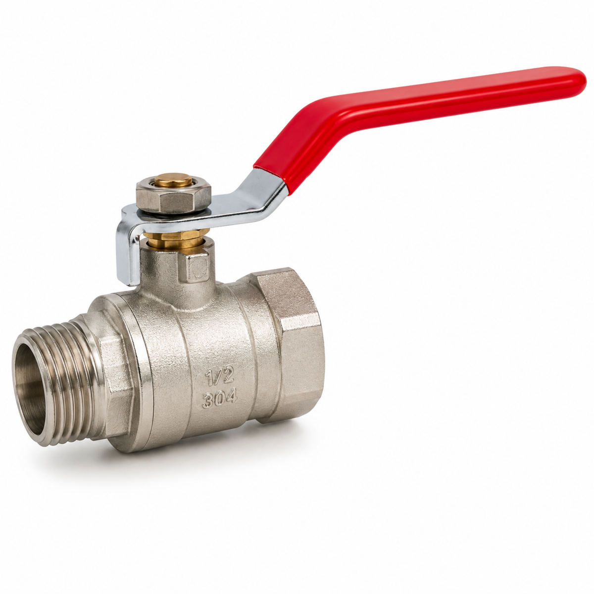 Chromed brass ball valve with male and female threaded connections for industrial and commercial plumbing in Qatar