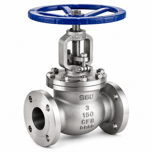 Industrial flanged globe valve for precise flow regulation in Qatar piping systems.