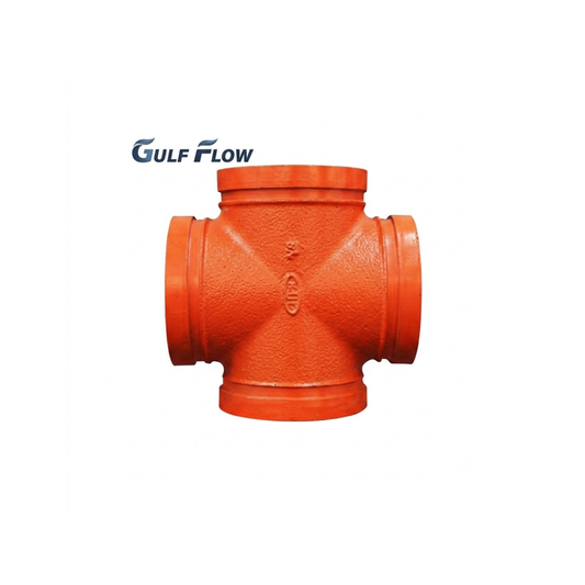 Grooved equal cross ductile iron pipe fitting for fire fighting, HVAC, plumbing, and industrial piping in Qatar