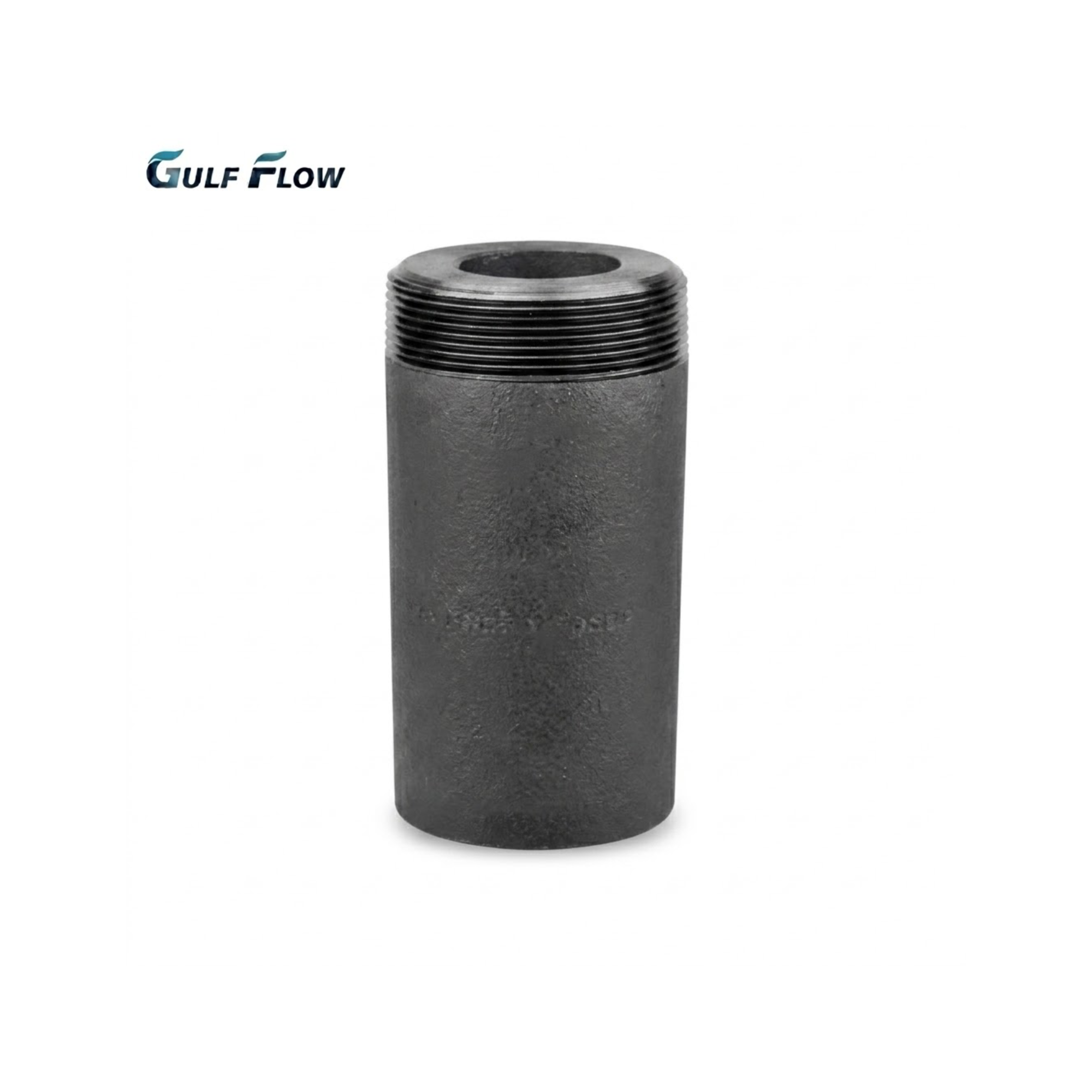 Gulf Flow black carbon steel half nipple industrial pipe fitting featuring male threads on one end and a plain weldable end