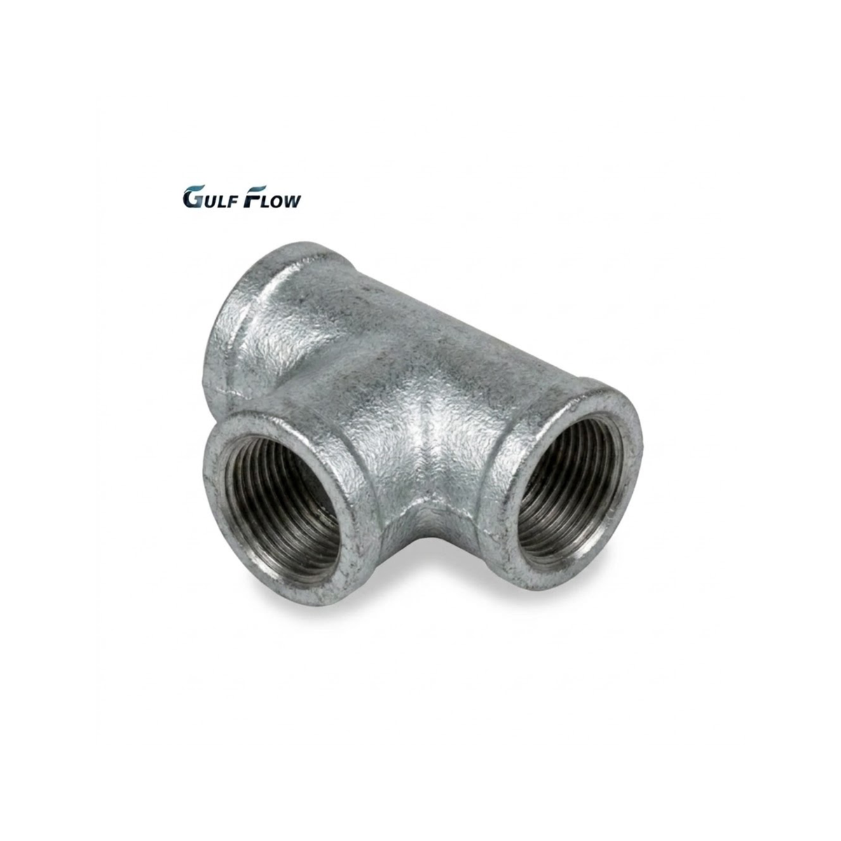 Gulf Flow hot-dip galvanised iron equal tee straight pipe fitting for 90-degree pipeline branching in plumbing and HVAC networks across Qatar