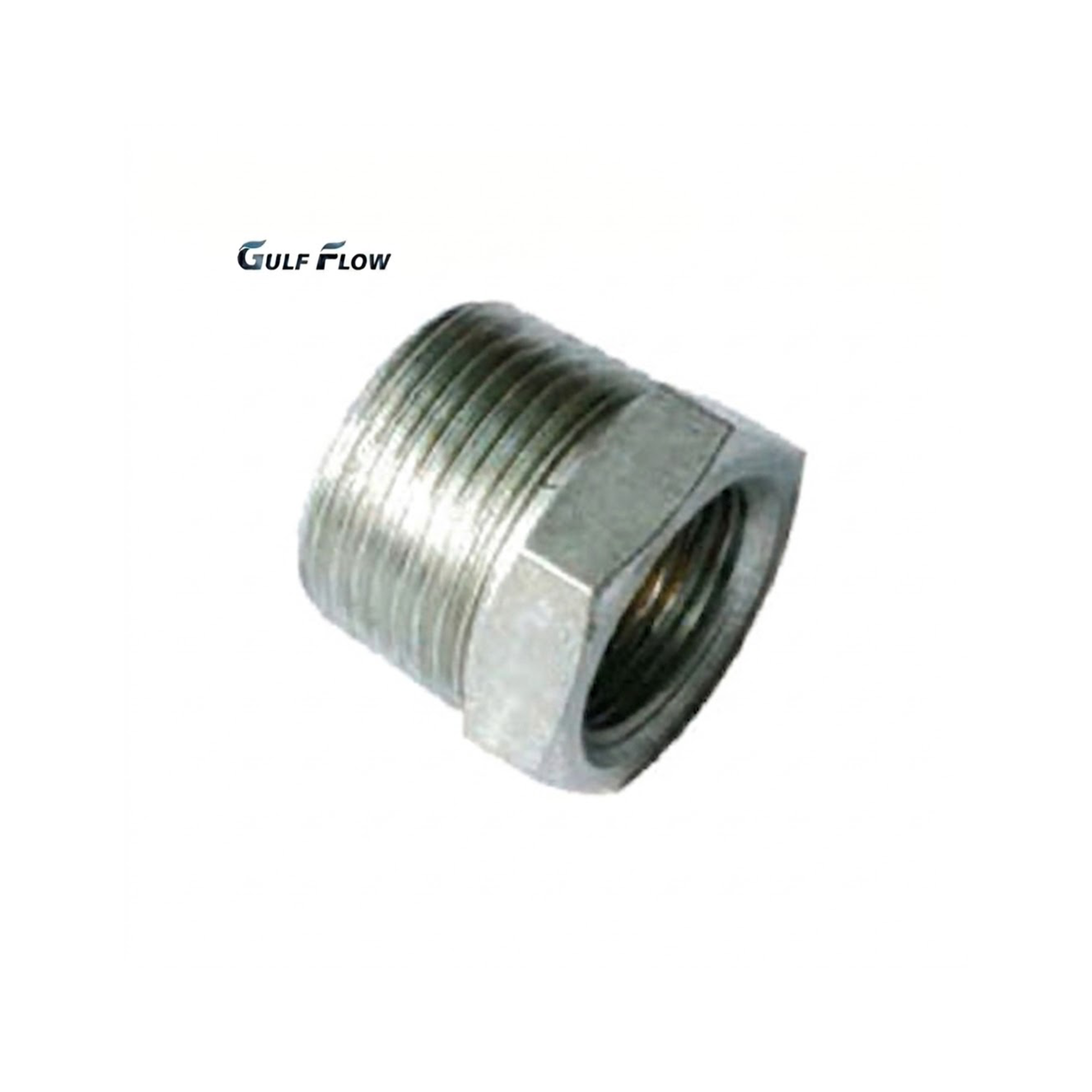 Gulf Flow galvanised iron threaded hex reducing bushing pipe fitting with male and female threads for high-torque diameter transitions in Qatar plumbing systems
