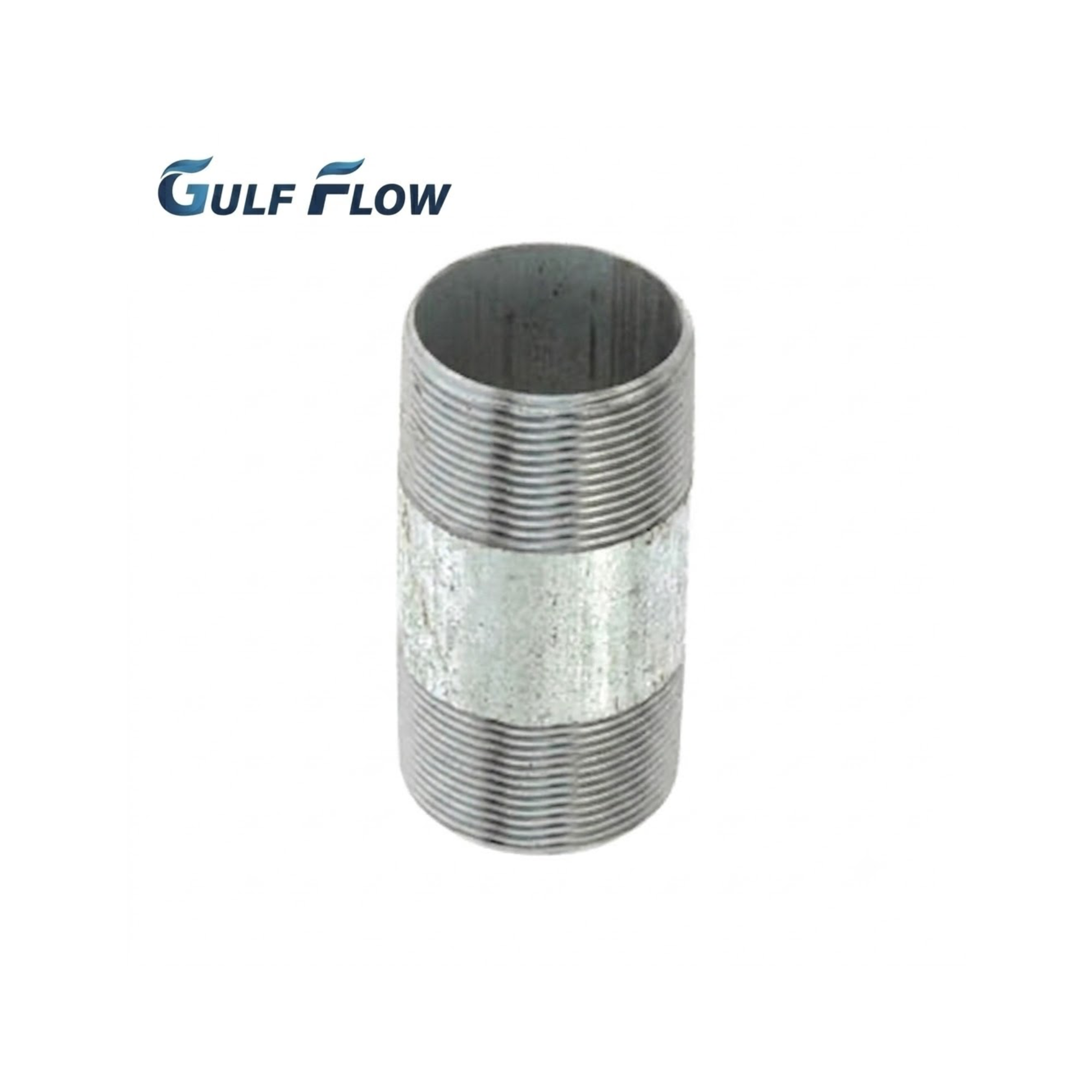 Gulf Flow galvanized steel barrel nipple pipe fitting threaded both ends silver zinc finish