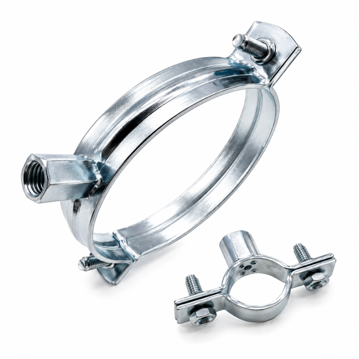 Pipe clamps without rubber used for industrial pipe support systems in oil and gas and construction projects in Qatar